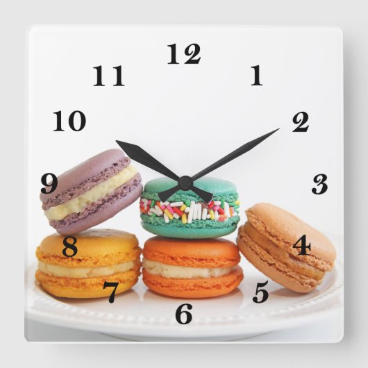 Macarons Clock Quadratische Wanduhr (Vorderseite)