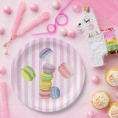 Macarons Französisch Konditorei in Pastellfarben Pappteller (Party)