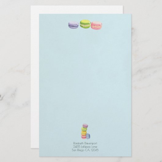 Macarons Französisch Konditorei in Wasserfarben Briefpapier (Vorne/Hinten)