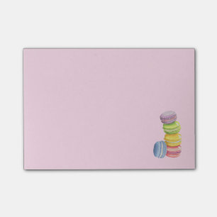 Macarons Französisches Dessert in Pastel Watercolo Post-it Klebezettel