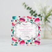 Macarons Französisches Dessert in Wasserfarben Hoc Einladung (Stehend Vorderseite)