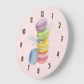 Macarons French Dessert Pastel Wasserfarben Große Wanduhr (Winkel)