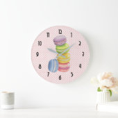 Macarons French Dessert Pastel Wasserfarben Große Wanduhr (Zuhause)