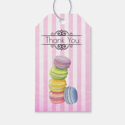 Macarons French Pastry Pastel Watercolor Vielen Da Geschenkanhänger (Vorderseite)