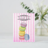 Macarons French Pastry Pastell Watercolor Postkarte (Stehend Vorderseite)