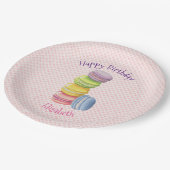 Macarons French Pastry Polka Dots Happy Birthday Pappteller (Schrägansicht)