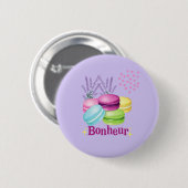Macarons Glück Bonheur Button (Vorne & Hinten)