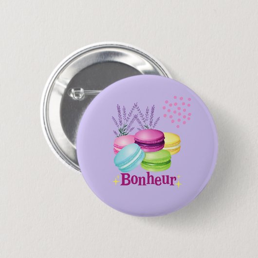 Macarons Glück Bonheur Button (Vorne & Hinten)
