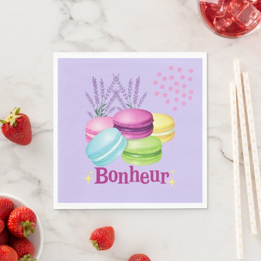 Macarons Glück Bonheur Serviette (Beispiel)