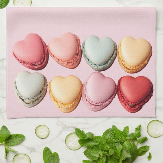 Macarons Herz Küchentücher (Gefaltet)