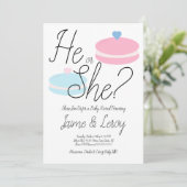 Macarons Pink Blue Gender Offenbarung Er oder sie Einladung (Stehend Vorderseite)