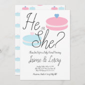 Macarons Pink Blue Gender Offenbarung Er oder sie Einladung (Vorne/Hinten)