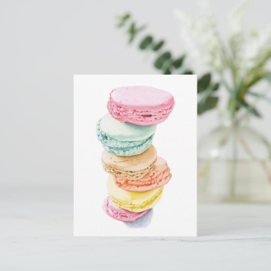 Macarons Postkarte (Stehend Vorderseite)