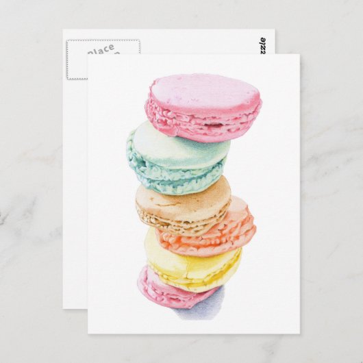 Macarons Postkarte (Vorne/Hinten)