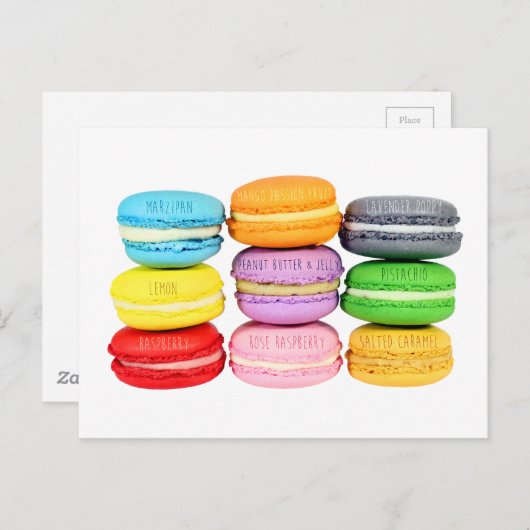 Macarons Postkarte (Vorne/Hinten)