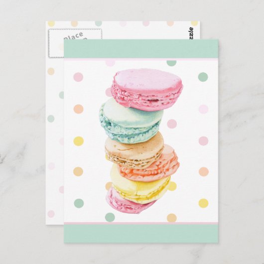 Macarons-Punkte Postkarte (Vorne/Hinten)