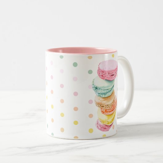 Macarons-Punkte-Tasse Zweifarbige Tasse (VorderseiteRechts)