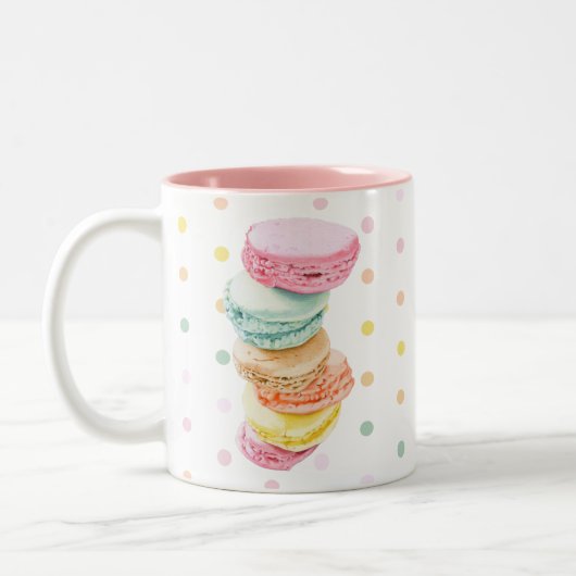 Macarons-Punkte-Tasse Zweifarbige Tasse (Links)