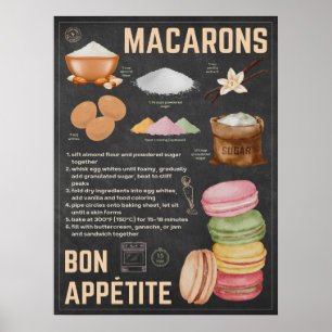 Macarons Recipe Chalkboard Küche Poster
