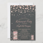 Macarons Rose Goldene Rente Einladung (Vorderseite)
