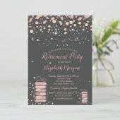 Macarons Rose Goldene Rente Einladung (Stehend Vorderseite)