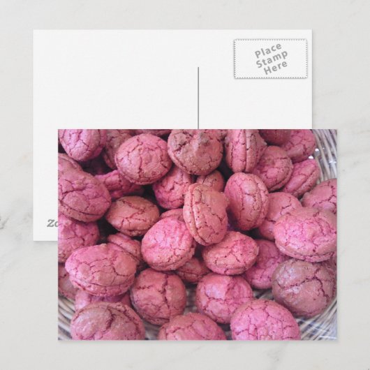 Macarons-Rose Postkarte (Vorne/Hinten)