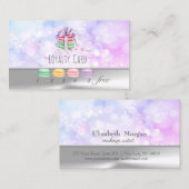 Macarons, Silber, Bokeh Treuekarte (Vorne/Hinten)