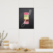 MACARONS & stilvolle FORKS auf Kalkboard Poster (Küche)