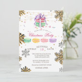 Macarons, String Light Snowflake Weihnachtsfirma Einladung (Stehend Vorderseite)