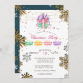 Macarons, String Light Snowflake Weihnachtsfirma Einladung (Vorne/Hinten)