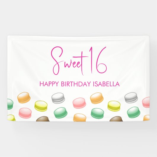 Macarons Sweet 16 Party Banner (Horizontal)