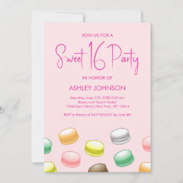 Macarons Sweet 16 Party Einladung