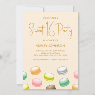 Macarons Sweet 16 Party Einladung
