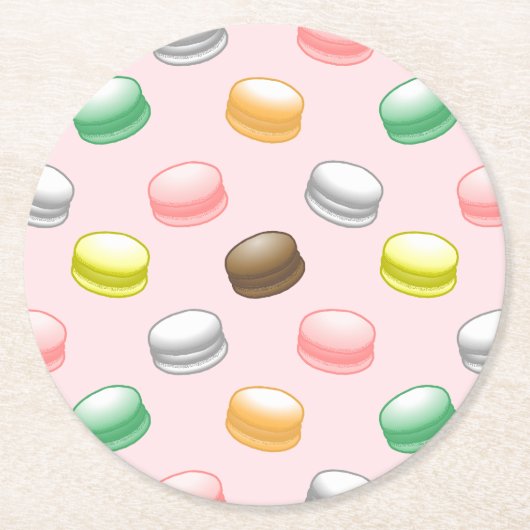 Macarons Sweet 16 Runder Pappuntersetzer (Vorderseite)