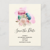 Macarons und Blume Wasserfarben Save the Date Einladungspostkarte (Vorderseite)