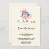 Macarons und Blume Wasserfarbenhochzeit Einladung (Vorne/Hinten)