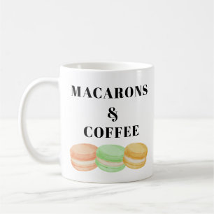 Macarons und Kaffee-Sprichwort Kaffeetasse