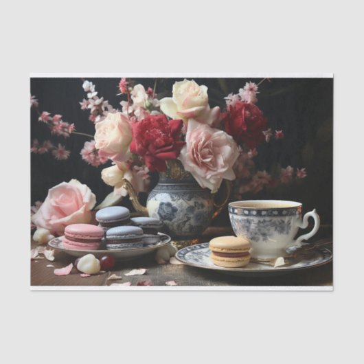 Macarons und Tee Seidenpapier (Vorderseite)