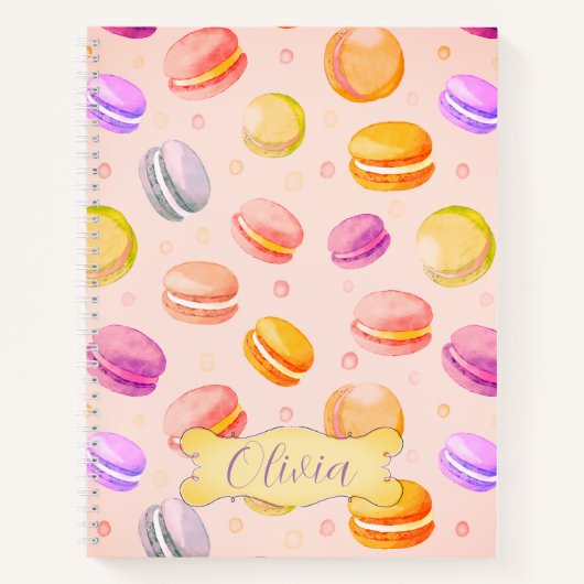 Macarons Watercolor Personalisiert-Notebook Notizblock (Vorderseite)
