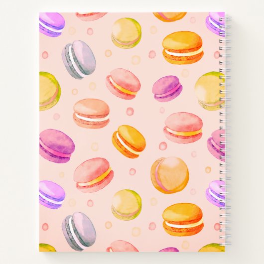 Macarons Watercolor Personalisiert-Notebook Notizblock (Rückseite)