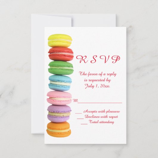 Macarons Wedding RSVP Karte (Vorderseite)