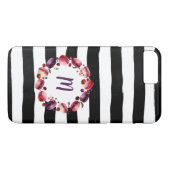 Macarons Wreath Monogram Schwarz-weiße Streifen Case-Mate iPhone Hülle (Rückseite (Horizontal))