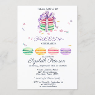 Macarons Zickzack Französisch Sweet 16 Einladung