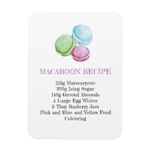 MACAROON RECIPE KÜCHE FLEXIBLER KÜHLSCHRANKMAGNET MAGNET (Vertikal)