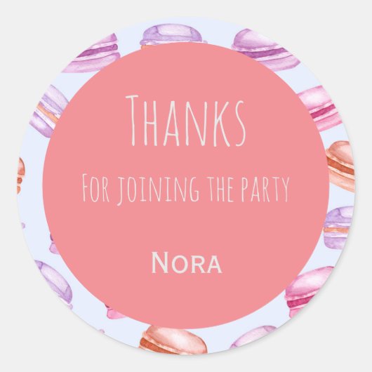 Macaroons dankt Kindern Gastgeschenk Aufkleber (Vorderseite)