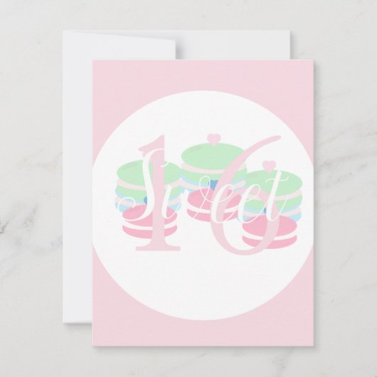 Macaroons Quince Sweet 16 Pastel RSVP Karte (Vorderseite)