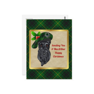 MacArthur Clan Abzeichen & Tartan Weihnachtspostka Postkarte