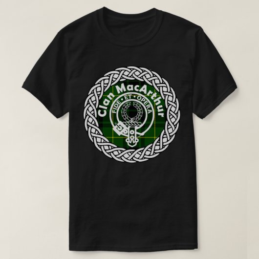MacArthur Scottish Clan Familienname Tartan c T-Shirt (Design vorne)