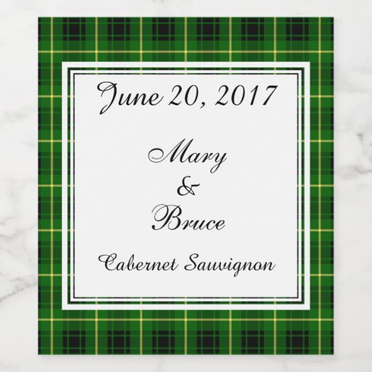 MacArthur Scottish Wedding Wine Label Weinetikett (Einzelnes Label)