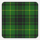 MacArthur Tartgrün kariert Quadratischer Aufkleber (Vorderseite)